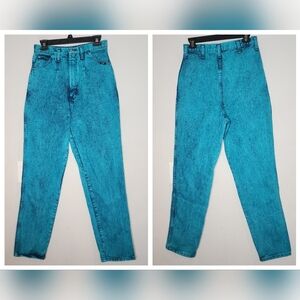 Vintage Wrangler Torquioise Acid Wash Highrise Tapered Jeans Size 9/10